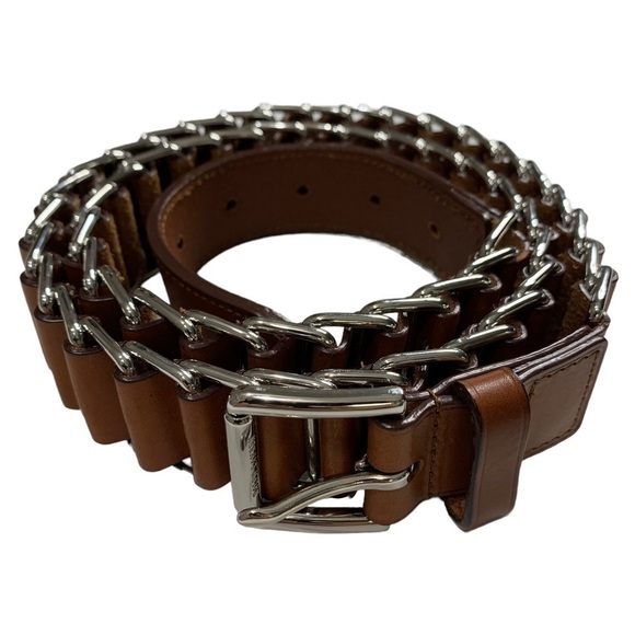 Ralph Lauren Men’s Metal and Leather Belt Size Large Like New - Picture 1 of 9